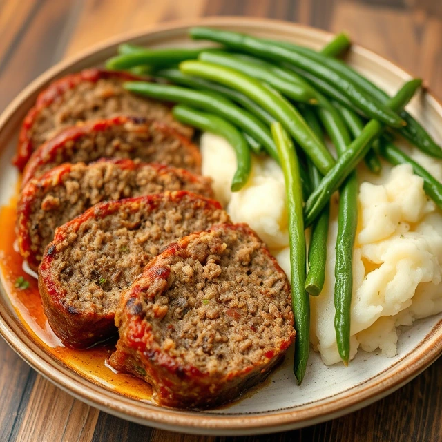 A perfectly sliced piece of meatloaf with a juicy, tender texture, showing its flavorful interior