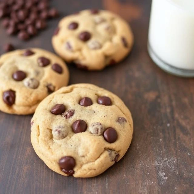 A batch of chocolate chip cookies, some flat and some puffy, showing common mistakes